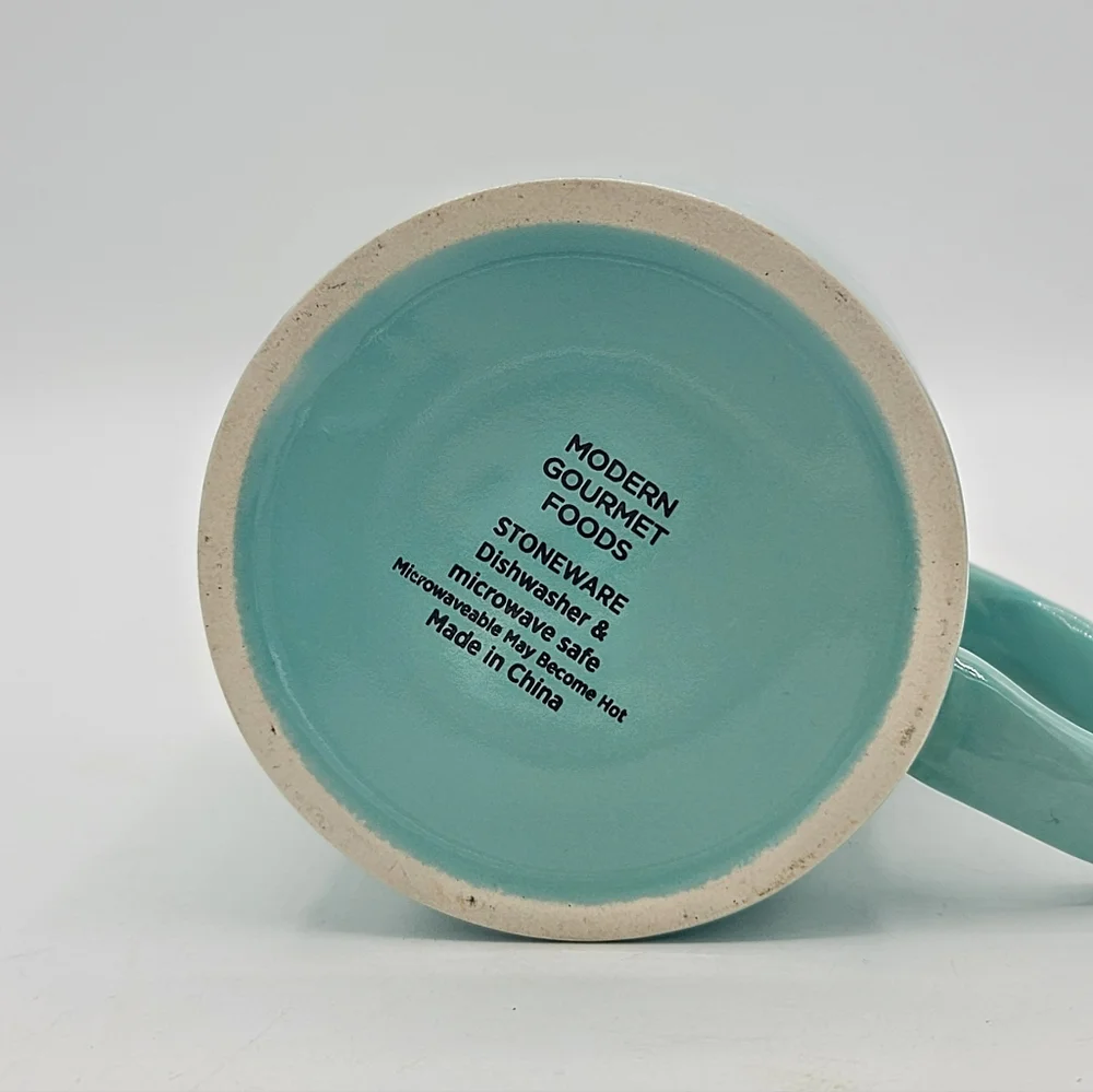 Life Is Sweet Teal Coffee Mug Modern Gourmet Foods Stoneware 3.75" Tall Vintage - Picture 7 of 9